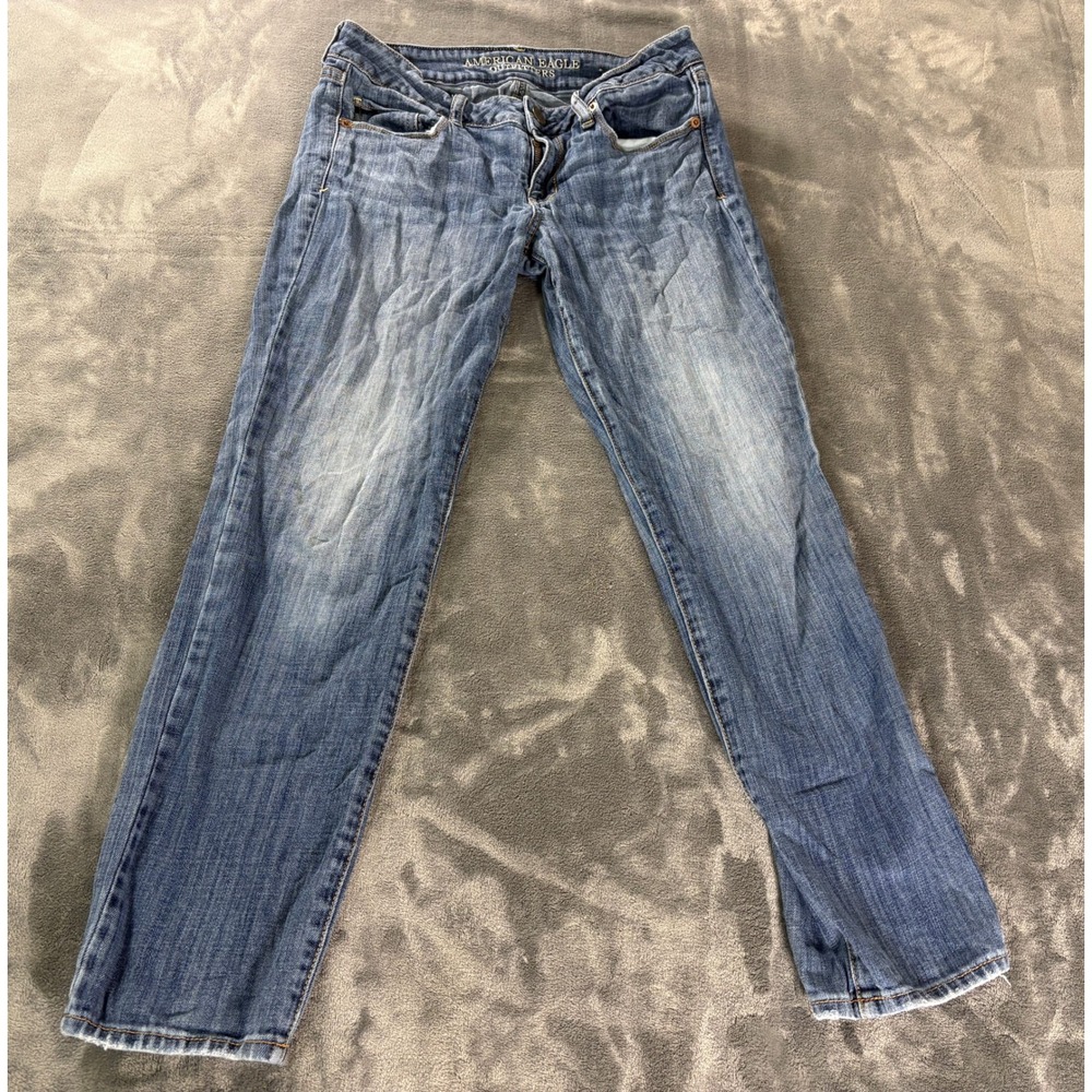 American Eagle Womens Skinny Stretch Jeans 6 Short Blue Denim Faded Wash